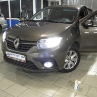 Установка LED ПТФ и светодиодных ламп в ближний свет Renault Logan